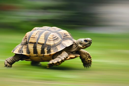 A turtle that fast runs in blur background .generative AI.