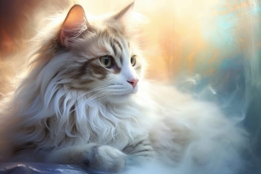 Close up of a cute cat on blur background. generative ai.