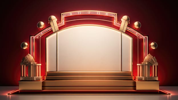 red art deco style blank space frame for sale or promotion, ai