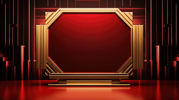 red art deco style blank space frame for sale or promotion, ai