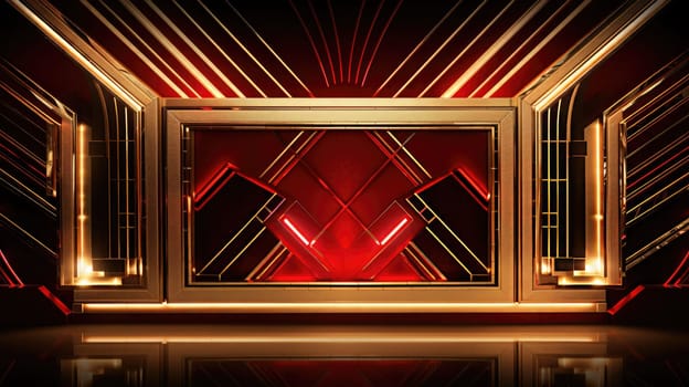red art deco style blank space frame for sale or promotion, ai