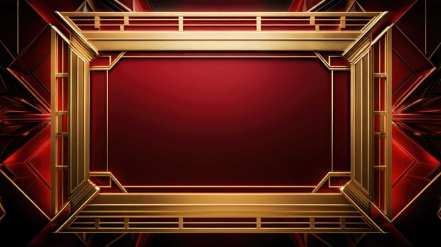 red art deco style blank space frame for sale or promotion, ai