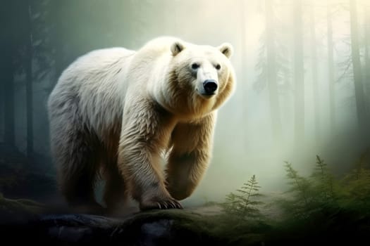 Close up of a bear isolated of natural background. generative ai.