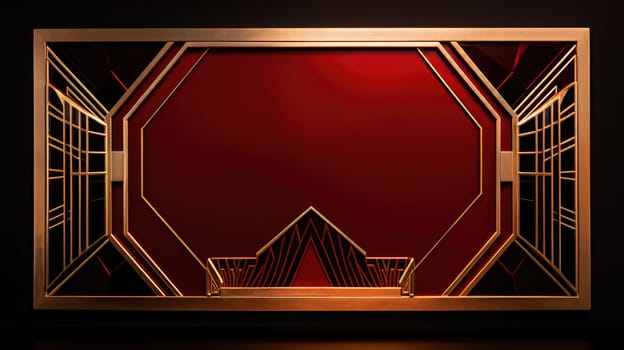 red art deco style blank space frame for sale or promotion, ai