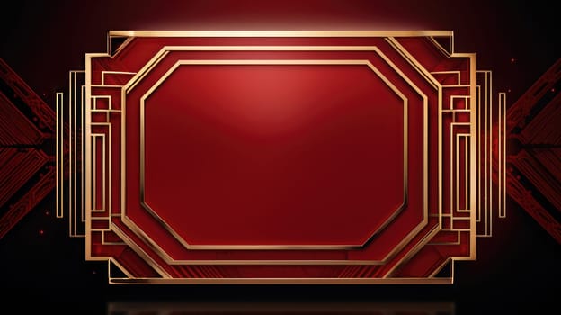 red art deco style blank space frame for sale or promotion, ai