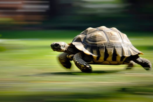 A turtle that fast runs in blur background .generative AI.