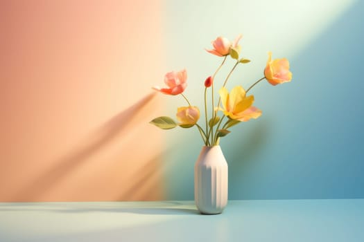 Pastel flowers minimalistic background pastel colours AI generation.