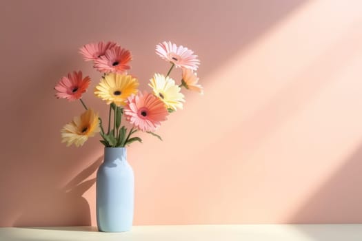 Pastel flowers minimalistic background pastel colours AI generation.