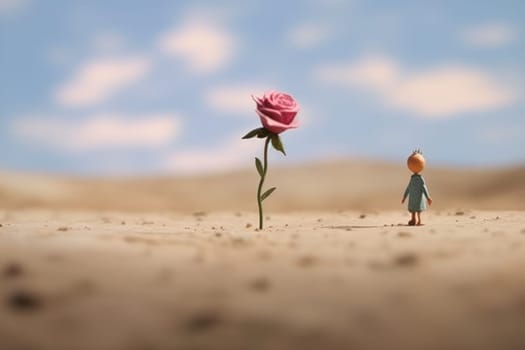 The Little Prince's single unique rose on his small planet Generative AI.