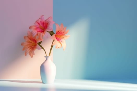 Pastel flowers minimalistic background pastel colours AI generation.