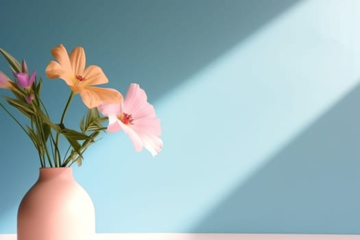 Pastel flowers minimalistic background pastel colours AI generation.