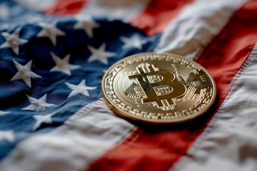 Bitcoin BTC America USA crypto flag SEC, AI generated.