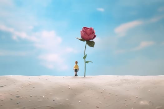 The Little Prince's single unique rose on his small planet Generative AI.