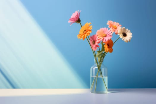 Pastel flowers minimalistic background pastel colours AI generation.
