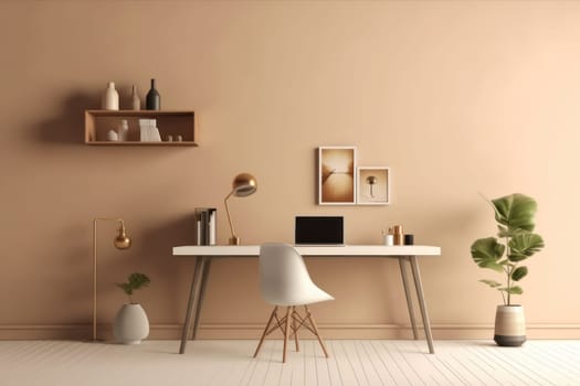 3D render of interior modern living room workspace Comfortable modern minimal Generative AI.