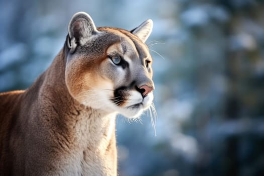 Close up of a puma isolated of natural background. generative ai.