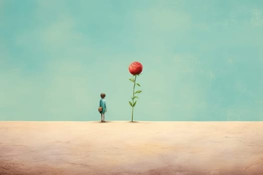 The Little Prince's single unique rose on his small planet Generative AI.