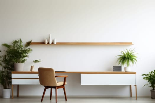 3D render of interior modern living room workspace Comfortable modern minimal Generative AI.
