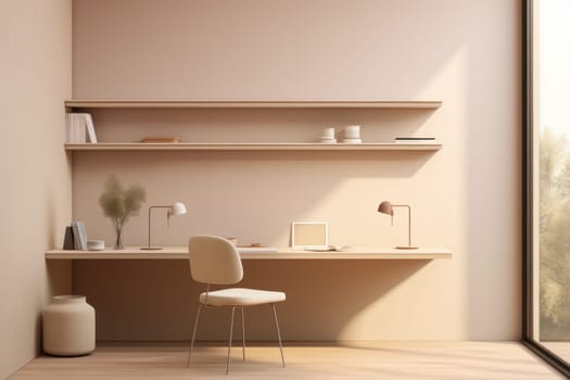 3D render of interior modern living room workspace Comfortable modern minimal Generative AI.