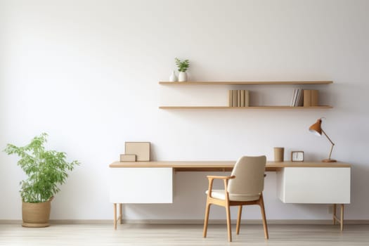 3D render of interior modern living room workspace Comfortable modern minimal Generative AI.