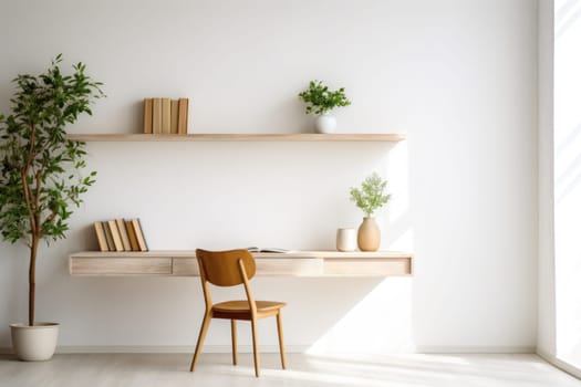 3D render of interior modern living room workspace Comfortable modern minimal Generative AI.