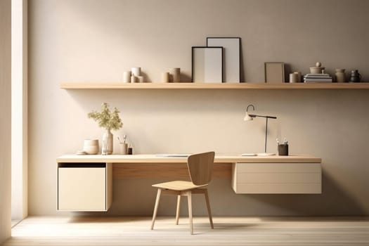 3D render of interior modern living room workspace Comfortable modern minimal Generative AI.