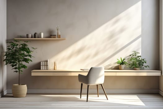 3D render of interior modern living room workspace Comfortable modern minimal Generative AI.