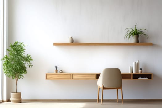 3D render of interior modern living room workspace Comfortable modern minimal Generative AI.