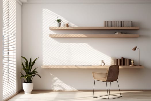 3D render of interior modern living room workspace Comfortable modern minimal Generative AI.