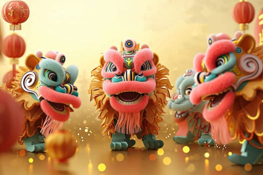 Chinese dragon as a character for Chinese New Year festival. ai generative.