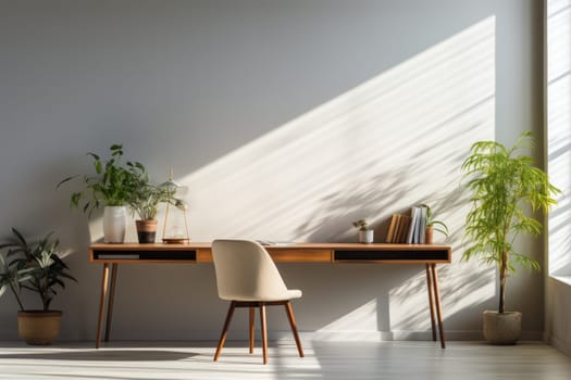 3D render of interior modern living room workspace Comfortable modern minimal Generative AI.