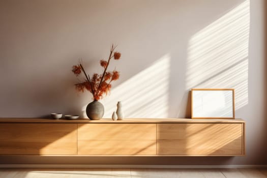 3D render of interior modern living room workspace Comfortable modern minimal Generative AI.