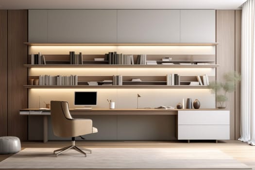 3D render of interior modern living room workspace Comfortable modern minimal Generative AI.