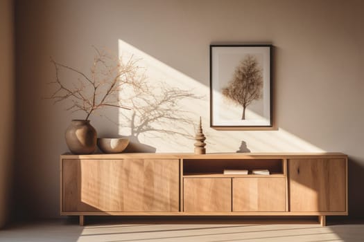 3D render of interior modern living room workspace Comfortable modern minimal Generative AI.