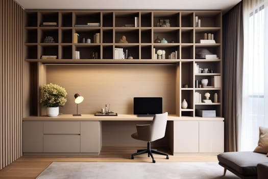 3D render of interior modern living room workspace Comfortable modern minimal Generative AI.