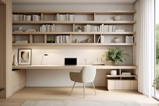 3D render of interior modern living room workspace Comfortable modern minimal Generative AI.