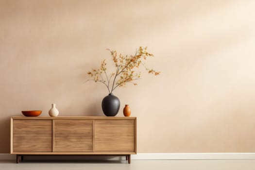 3D render of interior modern living room workspace Comfortable modern minimal Generative AI.