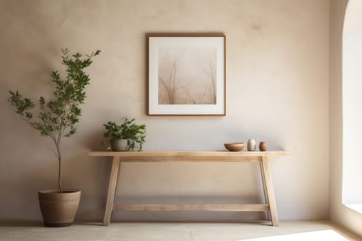 3D render of interior modern living room workspace Comfortable modern minimal Generative AI.