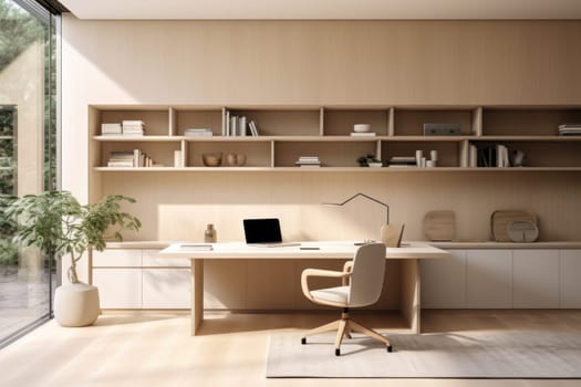 3D render of interior modern living room workspace Comfortable modern minimal Generative AI.