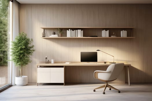 3D render of interior modern living room workspace Comfortable modern minimal Generative AI.