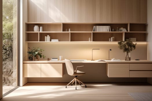 3D render of interior modern living room workspace Comfortable modern minimal Generative AI.