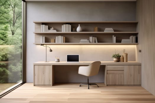 3D render of interior modern living room workspace Comfortable modern minimal Generative AI.