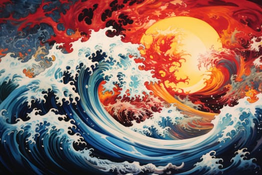swirling vortex of vibrant paint splatters Japan style Generative AI.