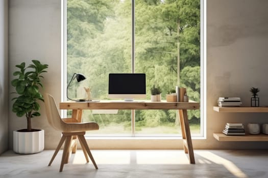 3D render of interior modern living room workspace Comfortable modern minimal Generative AI.
