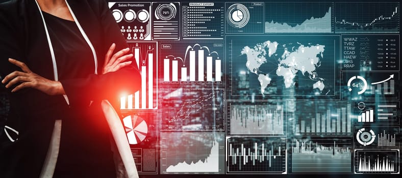 Data Analysis for Business and Finance Concept. Graphic interface showing future computer technology of profit analytic, online marketing research and information report for digital business strategy.