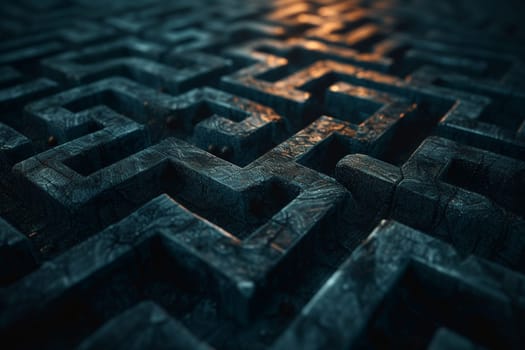 Abstract maze labyrinth wallpaper, Black labyrinth background.