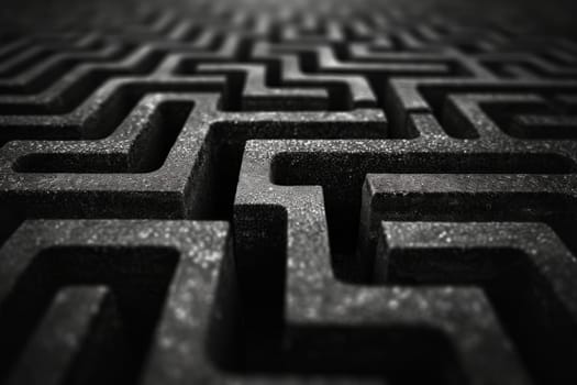 Abstract maze labyrinth wallpaper, Black labyrinth background.