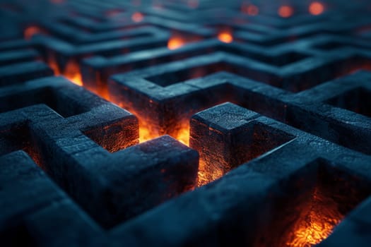 Abstract maze labyrinth wallpaper, Black labyrinth background.