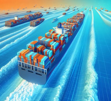 Shipyard Cargo Container Canal Port Freight forwarding Ship yard Sea computer aided artificial intelligence service logistics and transportation ai generated