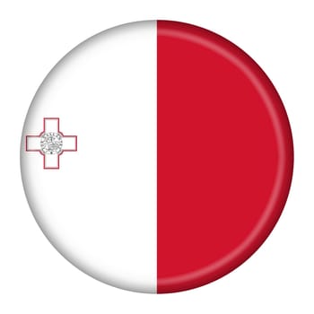 A Malta flag button 3d illustration with clipping path